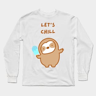 Let’s Chill Summer Blue Popsicle Sloth Long Sleeve T-Shirt